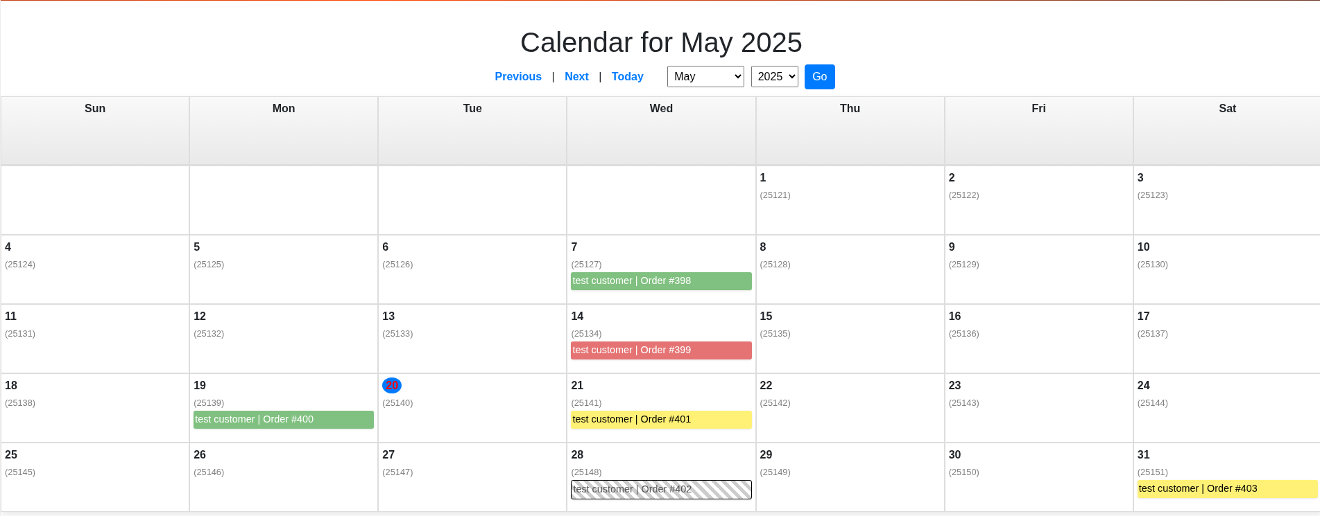 Production Calendar